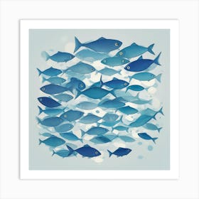 School Of Blue Fish Art Print