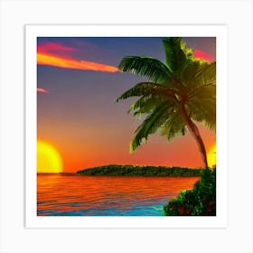 Sunset At The Beach Art Print