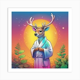 Deer In Robe 8 Art Print