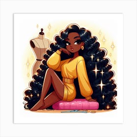 Black Girl With Long Hair 2 Art Print