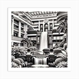 Fountain At The Hotel Art Print