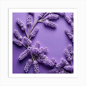 Lavender Flowers On Purple Background Art Print