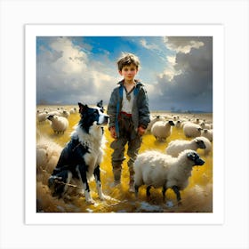 Oxfordshire Boy And His Sheep Nr. Winey Art Print