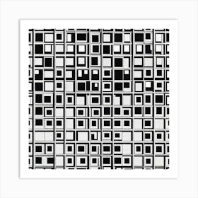 Abstract Black And White Squares Art Print