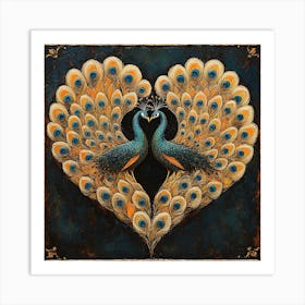 Peacocks In Love 4 Art Print