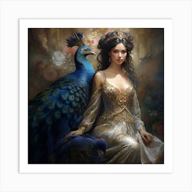 Peacock woman Art Print