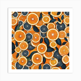 Orange Slices Seamless Pattern Art Print