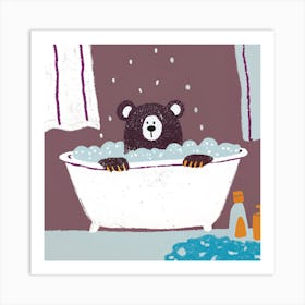 Bear In The Bath Art Print