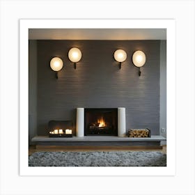 Modern Living Room With Fireplace 33 Art Print