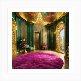 Futuristic Beautiful French Mansion Interior Sitti (16) Art Print