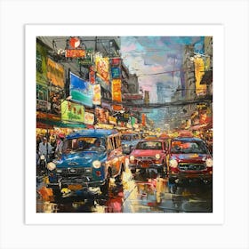 Street Scene In Bangkok Art Print