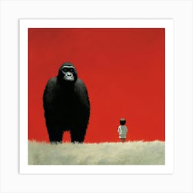 Gorilla And A Child Art Print