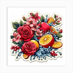 Oranges And Roses Art Print