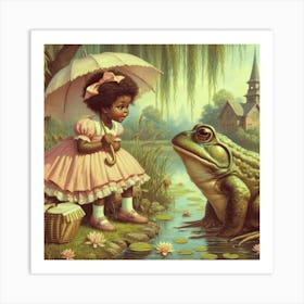 Frog And Girl Art Print