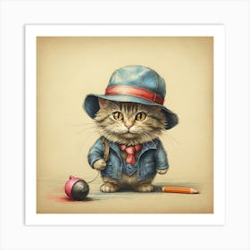 Cat In A Hat 18 Art Print