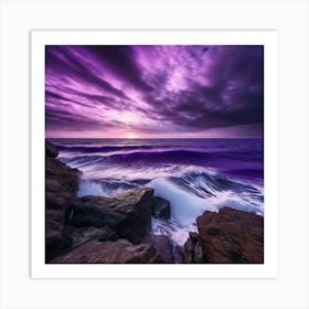 Purple Sky Over Waves Art Print