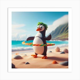 Penguin On The Beach Art Print