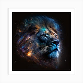 Lion In Space Art Print