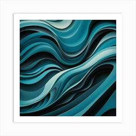 Abstract Blue Wave 1 Art Print