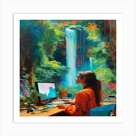 Waterfall In The Forest Art Print