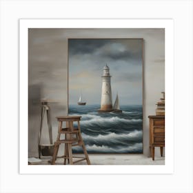 Lighthouse In The Sea Art Print