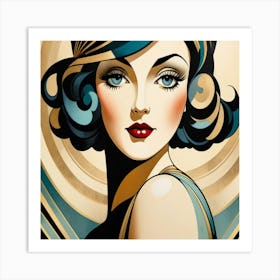 Art Deco Woman Portrait3 Art Print