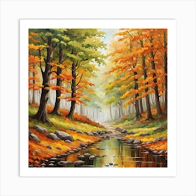 Forest In Autumn In Minimalist Style Square Composition 162 Art Print