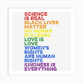 Science Is Real Black Lives Matter Rainbow Lgbt Pride Blm Art Print