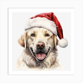 Golden Retriever Santa Hat 9 Art Print