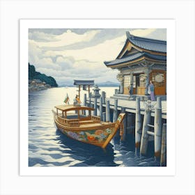 Boat On A Dock Art Print
