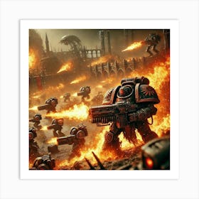 Flamecasters Blocking Asterian Machines Art Print