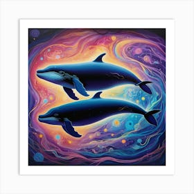 Whales In Space Art Print