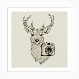 Deer With Camera 2 Art Print