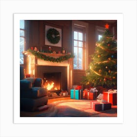 Christmas Tree In The Living Room 129 Art Print