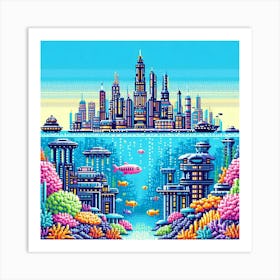 8-bit underwater city 3 Art Print