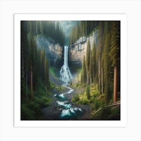 Waterfall In The Forest 7 Art Print