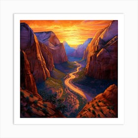 Sunset In Zion 13 Art Print