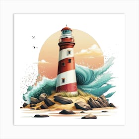 Lighthouse In The Sea Art Print