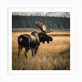 Moose In The Grass Art Print