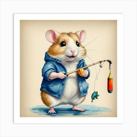 Hamster Fishing 14 Art Print