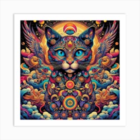 Psychedelic Cat 5 Art Print