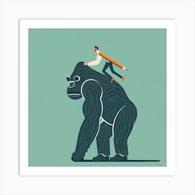 Businessman Riding A Gorilla Art Print