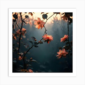 Flowers In The Fog Art Print