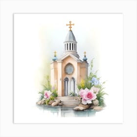 Church With Roses Art Print