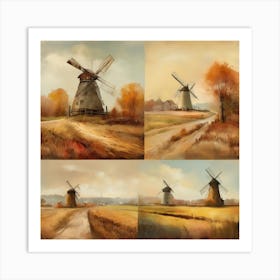 Vintage Oil Painting, Farmhouse Wall Decorations, Vintage Landscape, Printable Wall Art, Vintage Landscape Oil Painting.
13Windmills. Art Print