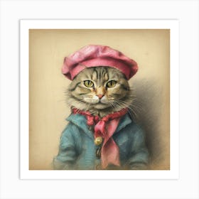 Cat In A Hat 19 Art Print