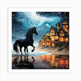 Horse In The Night Art Print