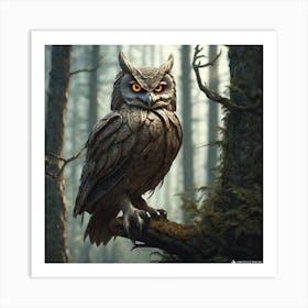 Owl In The Woods 36 Art Print