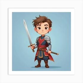 Default Sword Simple Cartoon Vector Character Design 1 Art Print