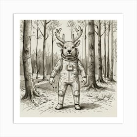 Astronaut Deer 8 Art Print